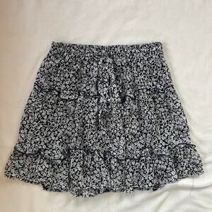 Navy and white floral skirt